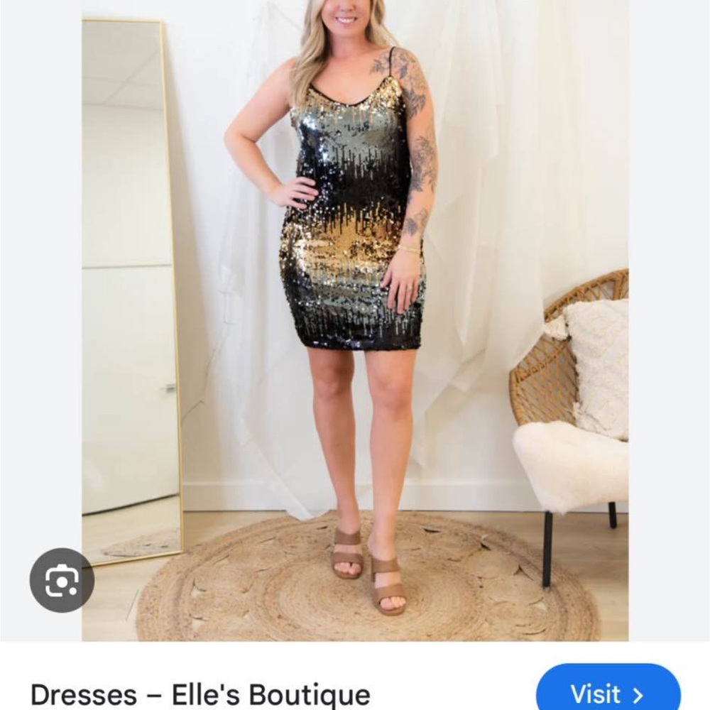 Vero Moda Black and Gold Sequin Mini Dress